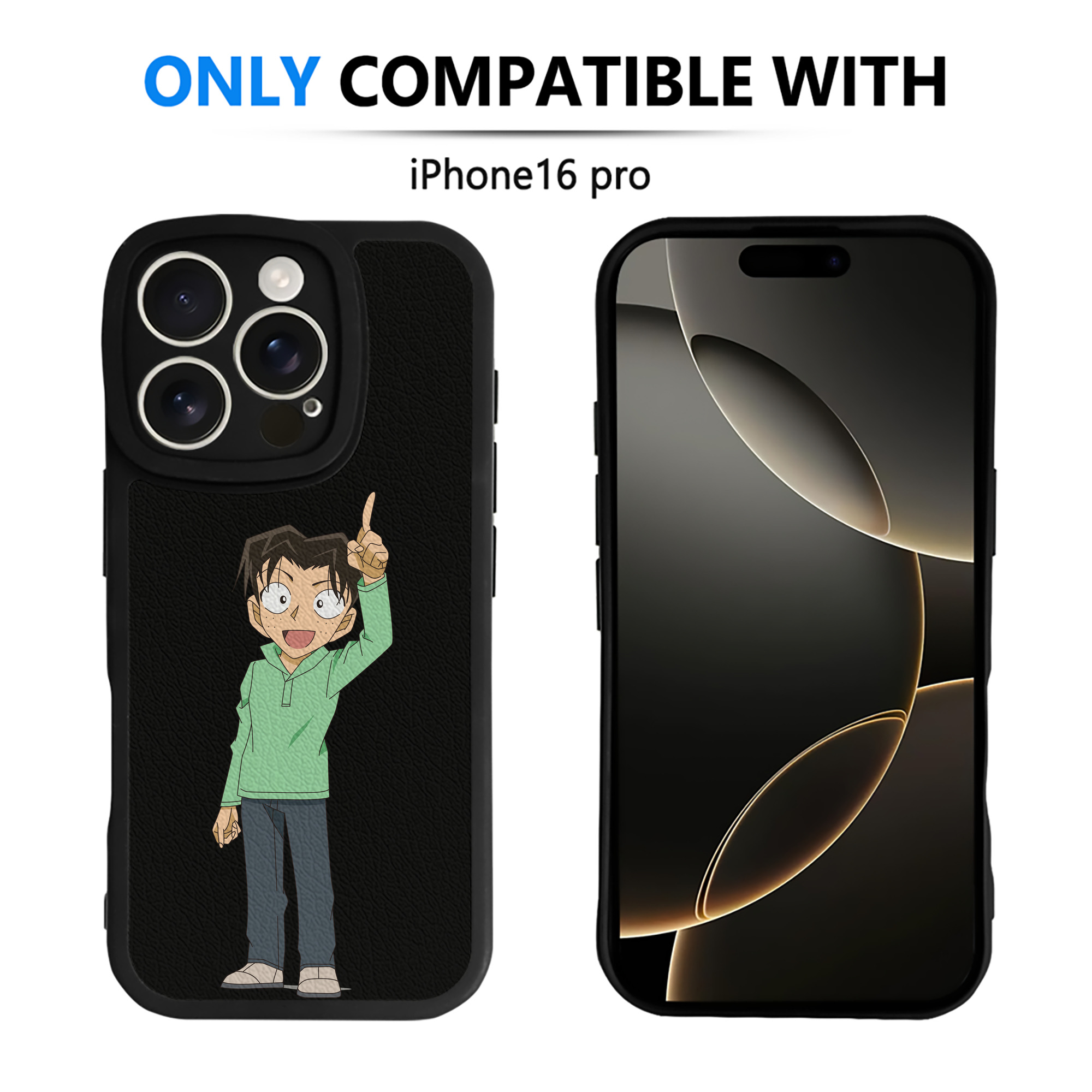 （画像用） 名探偵コナン 円谷 光彦 つぶらや みつひこ Detective Conan Mitch Tennyson 【iPhone 16シリーズ対応】シリコンスマホケース（レザー調） 材質：シリコン